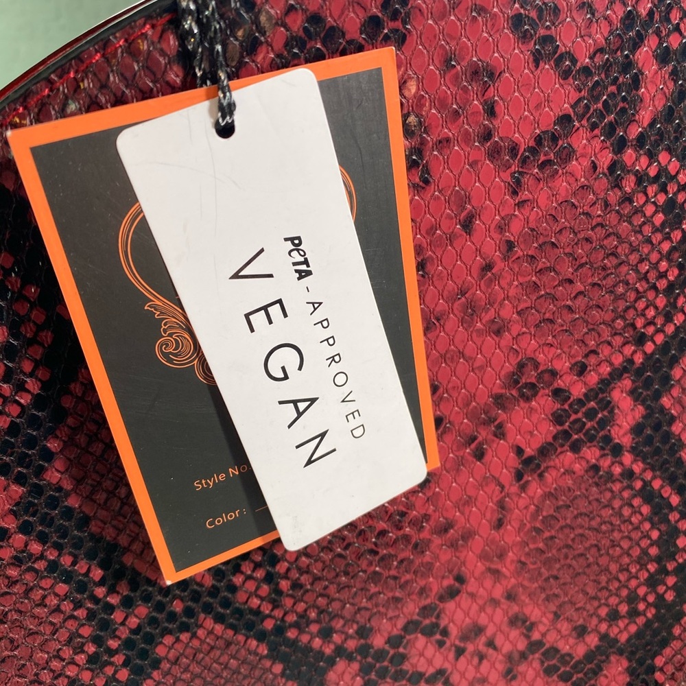 Diophy Red Vegan Snake Skin Purse - Picture 13 of 16